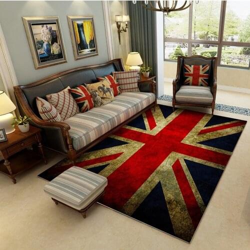 High Quality Retro Carpet British Flag Rugs Soft Anti-slip Suction Floor Mat Home Hotel Outdoor Bedroom Prayer Parlor Blanket