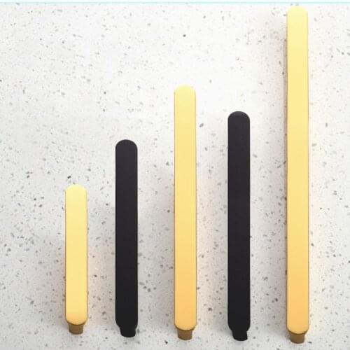 Bright gold cabinet door handles with round head Black long bar handle Kitchen bathroom furniture doorknob Cupboard pulls