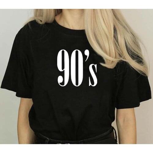 90s Letter Printed Women Tshirt Casual T Shirt Short Print Regular O-Neck Tops Shirts Drop Ship Young Girls