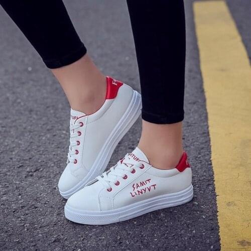 Spring Fashion Breathble Women Vulcanized Shoes Woman Sneakers Pu Leather Platform Shoes Women Lace Up Casual White Shoes