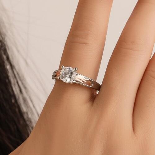 Angel Wings Crystal Couples Marriage Ring For Women Fashion Copper Korean Version Simple Ring Vintage Jewelry Wholesale