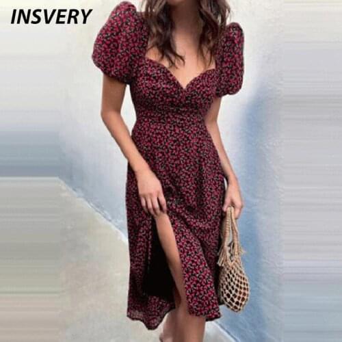 Vintage Party Dress Women Ruffle Sleeve Sexy Club High Waist V Neck Dresses For Women Spring Summer Dress Women 2021