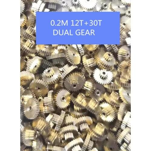 0.2Modulus 12Teeth and 30Teeth Dual Gear Copper Brass Motor Gear Hole 0.98mm for DIY Toy Model