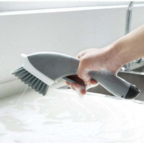 Automatic Add Liquid Cleaning Brush Multifunction Kitchen Bathroom Corner Dusting Brushes 1pc Washing Brush Long Handle