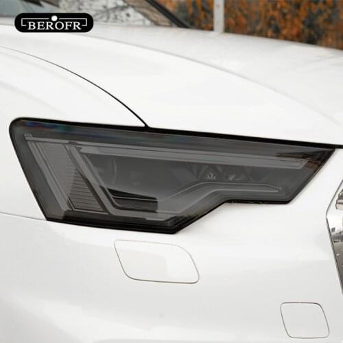 2P For Audi A6 C8 S6 2019 2020 Car Headlight Tint Black Protective Film Protection Taillight Transparent TPU Sticker Accessories