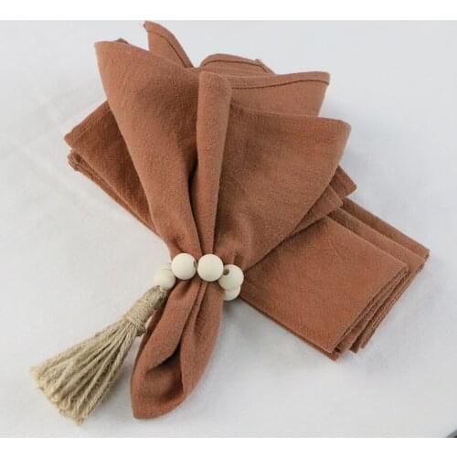 4PCS Ramie Napkins With 4pcs Free Napkin Ring,Weddings Classic Style Kitchen Tableware Dinner Towel,Soft & Durable Decor Cloth
