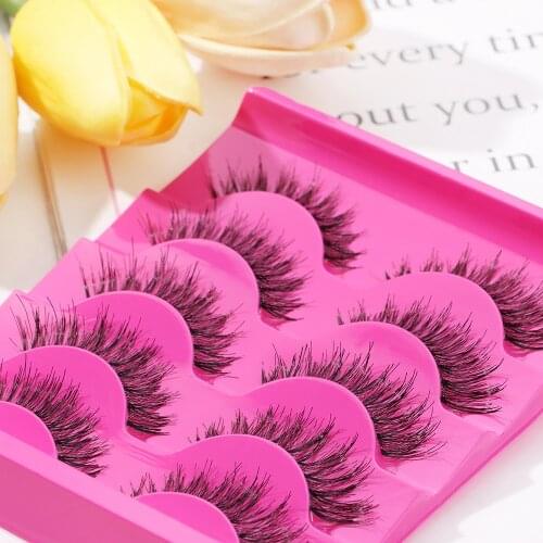 5Pairs Faux Mink Lashes Natural Long Soft Cross Eye Lashes Handmade Dramatic Thick Eyelashes Extension Reusable Beauty Makeup