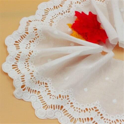 5Yard/Lot Cotton Cloth Natural White Embroidered Lace Trim Clothing Dress Lace Fabric Width 16.5CM Sewing Diy Accessories CR1847