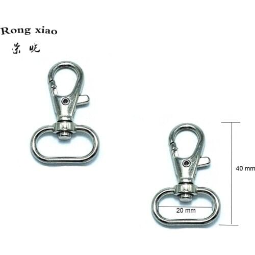 50Pcs/lot 20mm Silver Metal Swivel Lobster Clasps Metal Snap Hook Clips for Bag Accessories