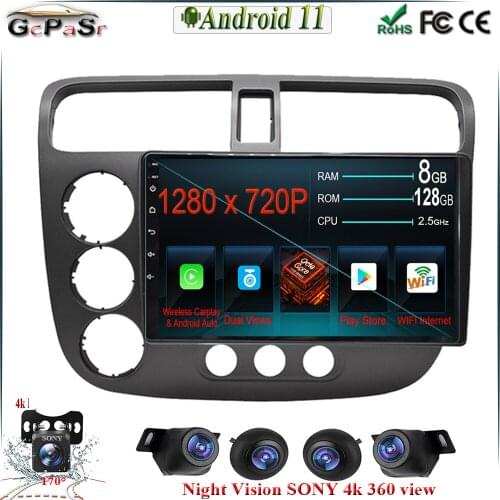 Android 11 Car Radio Player for Honda CIVIC 2000-2006 Autoradio lettore Video multimediale navigazione GPS BT WIFI