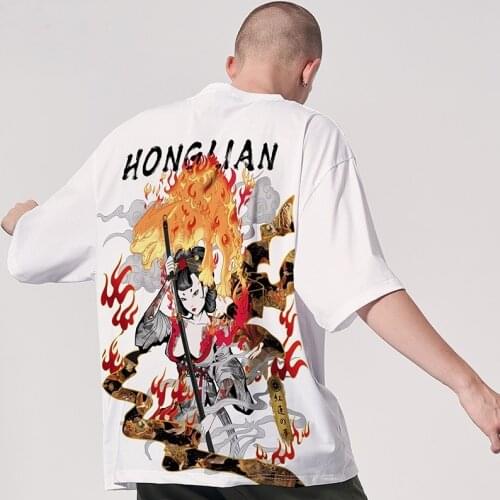 Asian Clothes Harajuku T-Shirt Unisex Hip Hop MenS Tshirt Cool Japanese Top Short Sleeve T Shirt Tops Tees Streetwear FF2705