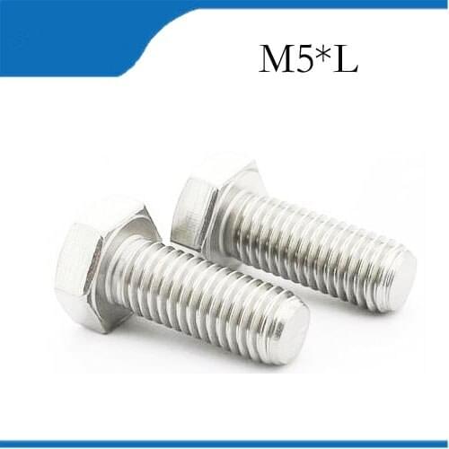Free shipping Metric Thread M5 screws 304 Stainless Steel Outside Hex Head Cap Screw Bolt m5 bolts,m5 nails