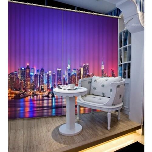 Blackout Shade Window Curtains Classic 3D European Style decorative window curtains night view vintage window 3D curtains