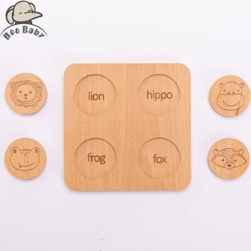 Wooden Animal Cognitive Puzzle Block for Kids Montessori Baby Spell Board Wood Toys Puzzle Hand Grab Board Educational Toy GIfts