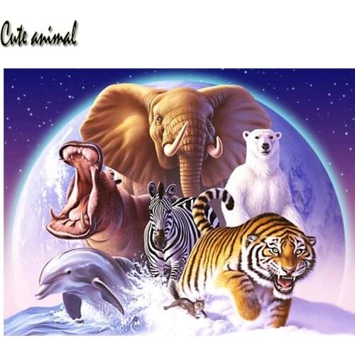 DIY Diamond Embroidery elephant tiger zebra polar bear Diamond Painting 5D Cross Stitch Diamond Mosaic pattern home Decoration
