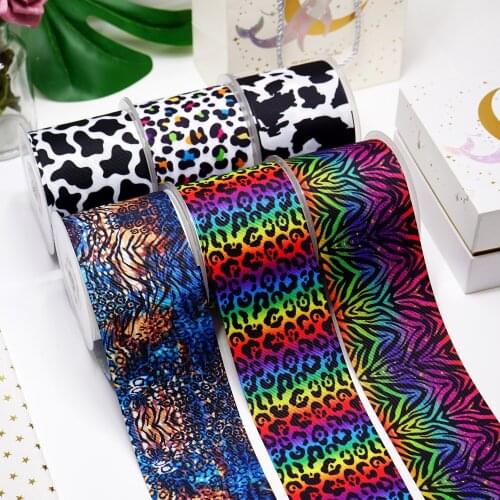 DIY Cartoon Leopard Printed Grosgrain Ribbon For Craft Supplies Sewing Accessories 5 Yards. 19529