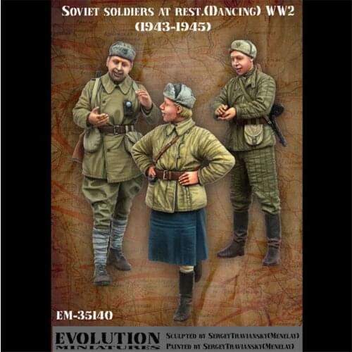 3pcs Unpainted Soviet Soldiers Resin Figure 1/35 Scale Model Kit Assembly Models Kit Resin Colorless Self-Assembled Toy No.299