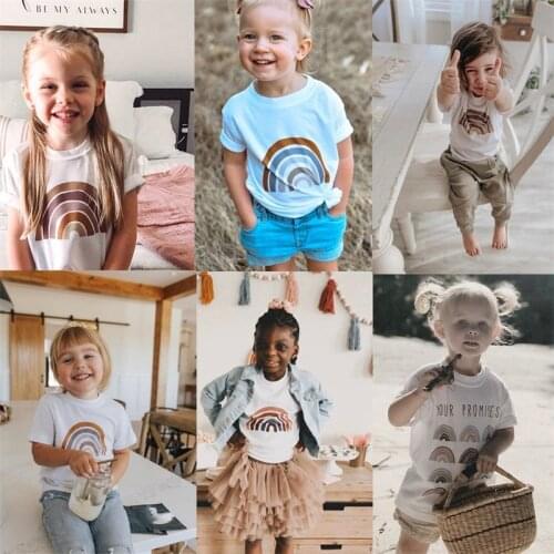 Kids Girl Boys T-shirt Summer Fashion Tees Baby Girls Clothes Children Cotton Tops Short Sleeves Boys Casual Wear Size 3-8 Years