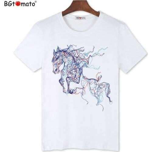 BGtomato artwork T-shirts Hot sale horse printing shirts clothes Cool summer Tops for men Creative design horse Tees shirts