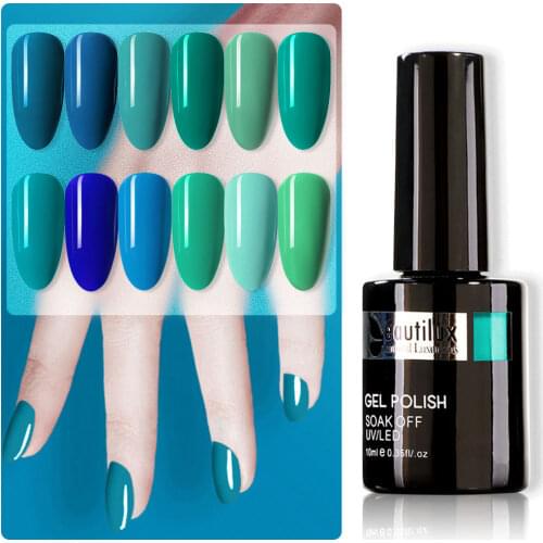 Beautilux Gel Nail Polish Cyan Green Blue Sea Water Color Soak Off UV LED Gels Lacquer Semi Permanent Nails Varnish AC13~24 10ml