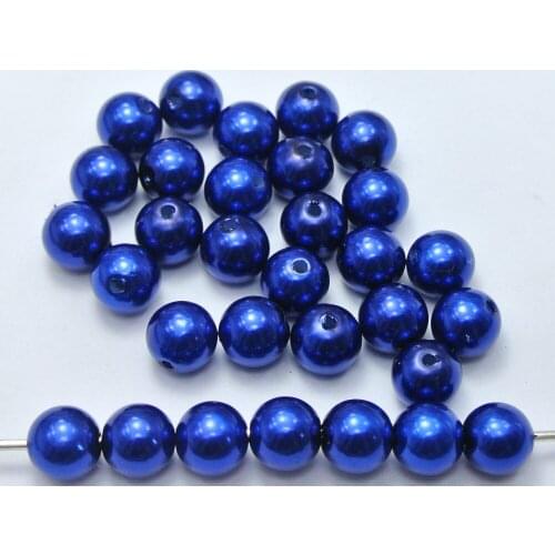 100 Pcs 10mm Plastic Faux Pearl Round Beads Navy Blue Imitation Pearl