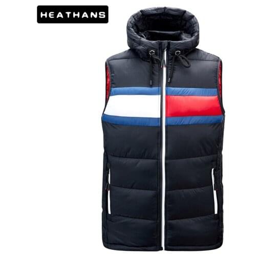 Parkas Vests Mens Autumn Winter New Hooded Cotton Vest For Male Waistcoat Patchwork Color Contrast Oversize Slim Zipper Jackets
