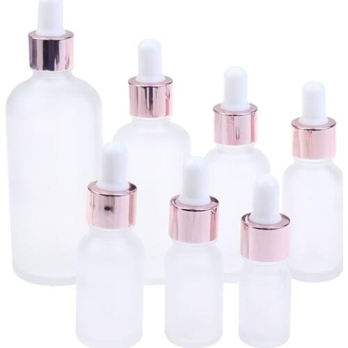 5/10/15/20/30/50ML Frosted Dropper Glass Rose Gold Cover Aromatherapy Liquid For Essential Massage Oil Pipette Refillable Bottle