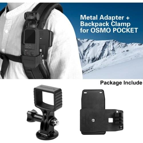 Metal adapter + Backpack climp bag hat clip mount fixed holder 1/4in For dji OSMO POCKET Gimbal GOPRO action camera Accessories