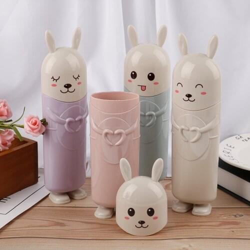 Cute Rabbit Toothbrush Toothpaste Holders Cartoon Toothbrush Box Bathroom Container Travel Portable Tooth Brush Cover Case