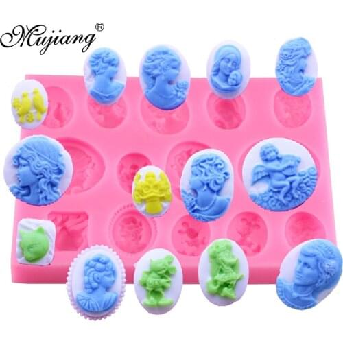 Mujiang Cupcake Wedding Fondant Cake Decorating Tools Figure Cameo Silicone Moulds Gumpaste Chocolate Clay Candy Moulds