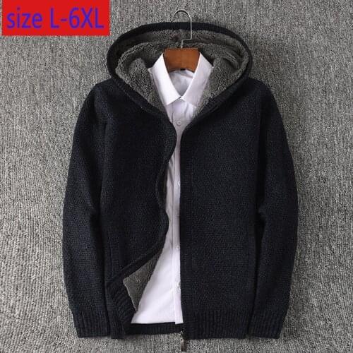New Autumn Winter Thick Men Fashion Casual Hooded Knitwear Coat Computer Knitted Cardigan Plus Size L XL 2XL 3XL 4XL 5XL 6XL