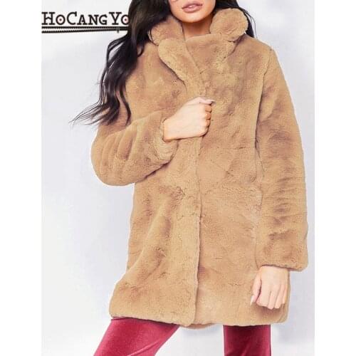 NEW Winter Women Long Fur Coat Plus Size Casual Outwear Thick Warm Fur Overcoat Womens Loose Soft Faux Rabbit Fur Jacket Coat