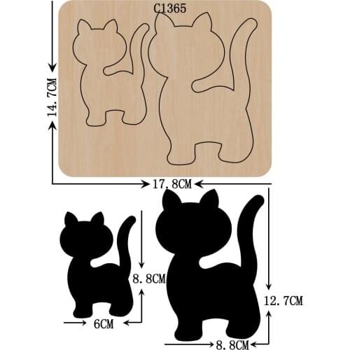 New Cat Wooden die Scrapbooking C-1365 Cutting Dies Multiple sizes