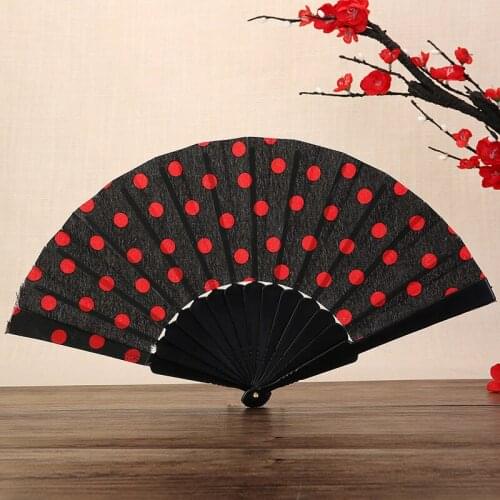 1PC New Style Decorative Fans 4 Colors Chinese Folding Fan Retro Hand Loot Fans Wedding Party Favors Cool Dot Personalized Fans