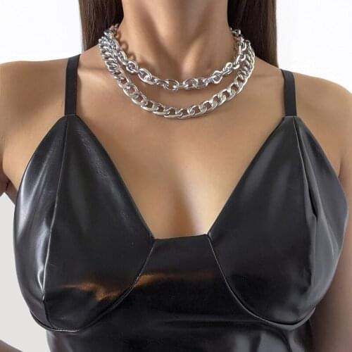 Fashion Gold Silver Color Aluminum Chokers Necklace for Women Girls Twisted Hollow Chunky Chain Necklace Cool Accessories