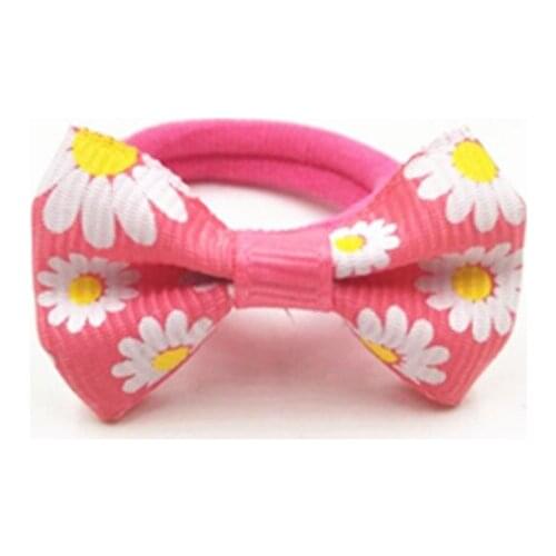 Lovely Gum Bow Hair Bands Little Girls Hair Accessories Assorted Colors Stretch Hair Ties Bow Kids Hair Bands 5pcs/Lot IN STOCK