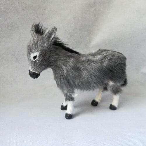 Real life toy about 22x20cm gray donkey hard model polyethylene & fur donkey model desk decoration gift b0149