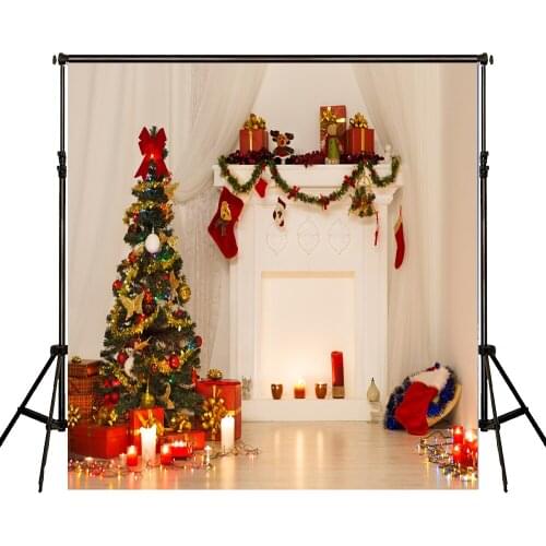 Christmas Photography Background 7x5Christmas Home Decoration Fireplace Candles Gifts Lanterns Merry Christmas Studio Background