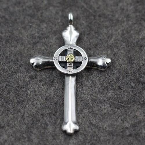 S925 Sterling Silver Jewelry Wholesale Retro Thai Silver Cross Wheel Pendant Vintage Style For Men And Women Takahashi Goro