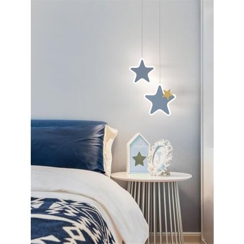 Nordic Bedside Star Moon Pendant Lamps Modern Bedroom Long-line Hanging Lamp Living Room Corridor Porch Balcony Pendant Lights