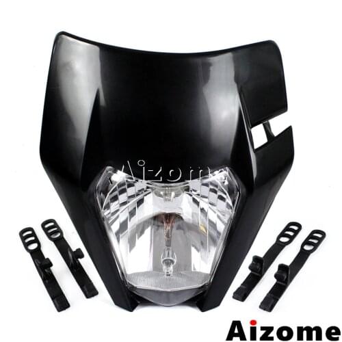 Universal Motocross Black Headlight Mask Enduro Lighthouse Dirt Bike Headlight Fairing Luz For EXC MX XC F SX F SMR 500 300 DRZ