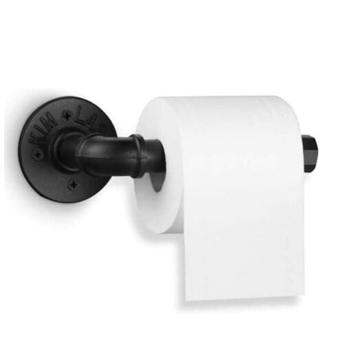 Vintage Industrial Style Paper Holder Bathroom Wall Mount Paper Towel Rack Black Water Pipe Roll Paper Holder