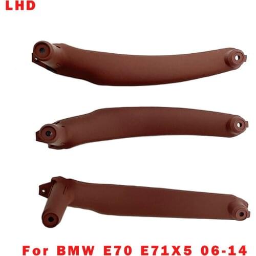 Interior Inner Car Door Armrest Handle For BMW X5 E70 E71 2006-2014 LHD 3pcs Reddish Brown Inner Armrest Panel Pull Trim Cover
