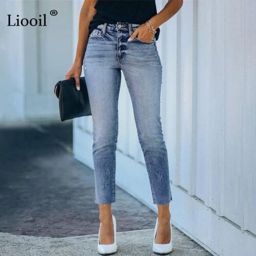 Y2K Ripped Slit Stretch Jeans Pencil Pants Ankle-Length Women Streetwear Black Blue Mid Waist Sexy Skinny Hole Denim Trousers