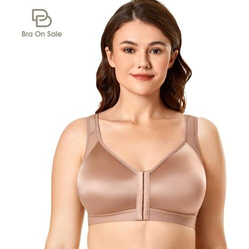 Womens Wireless Posture Bra Back Support Front Closure Full Coverage Non Padded Big Size 34-48 B C D E F G