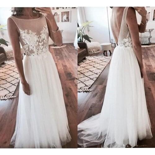 Plus Size Robes De Mariee Sexy Backless Cheap Wedding Dresses Beach Lace Tull Bridal Gowns Vestido De Noiva Longo 2020 China