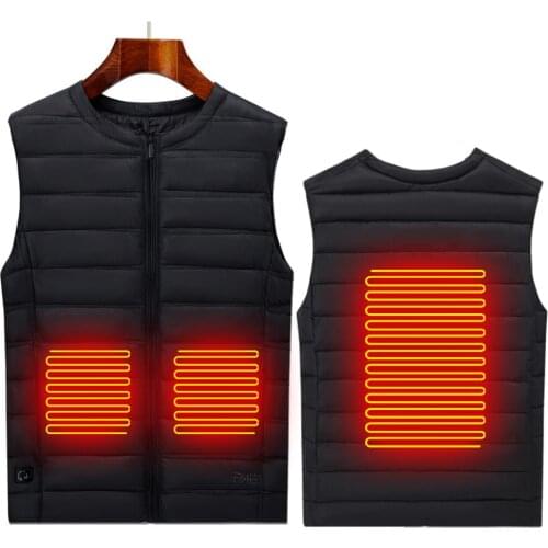 Heated Vest Jacket Winter Electrical USB Heating Jacket Sleevless Lightweight Down Cotton Vest Outdoor Fishing Hunting Waistcoat