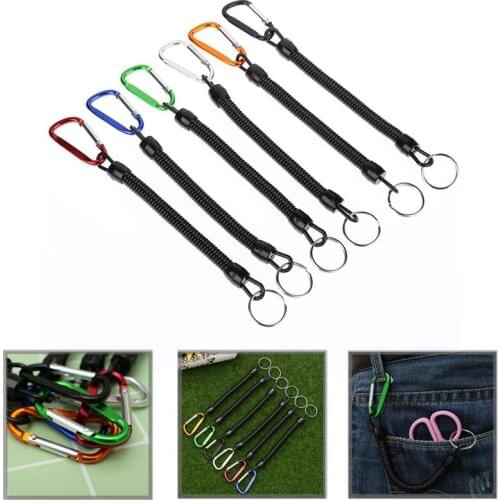 1PC Tactical Retractable Spring Elastic Rope Security Gear Tool Anti-lost Phone Keychain Portable Fishing Lanyards Outdoor Tools