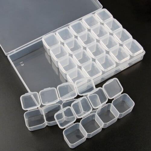 28 Grids Transparent Plastic Storage Box Compartment Adjustable Container for Beads Earring Jewelry Rectangle Case