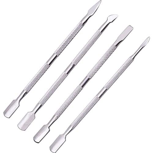 4 Pcs Steel Double-Ended Cuticle Pusher Dead Skin Remover Manicure Cleaner Care Nails Art Tool All for Manicure Set